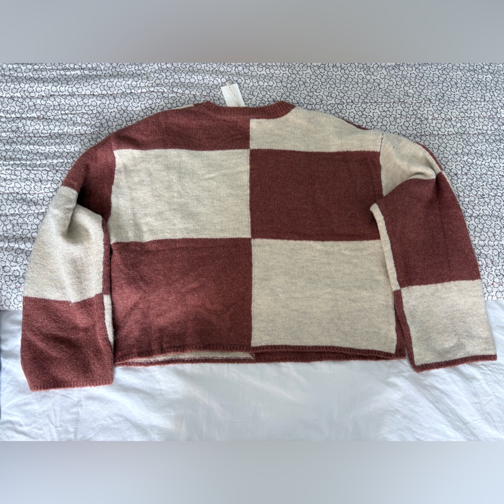 Color Block Sweater - Red and Cream - Picture 2 of 3